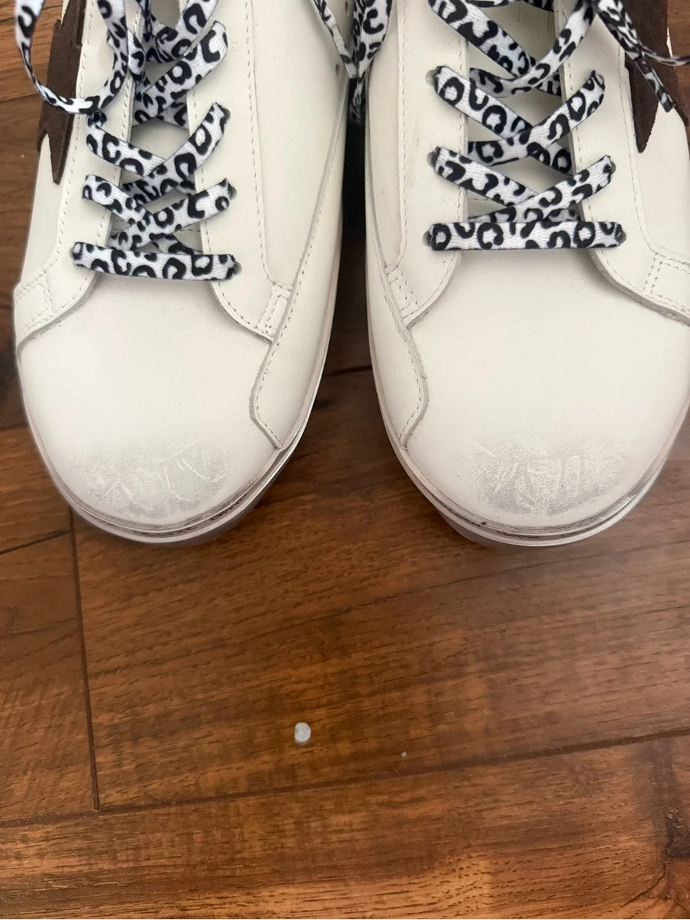 Golden Goose Adult Hi Star White Sneakers with Black Star
